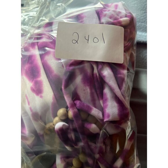 Purple Tie-Dye Halter‎ Maxi Dress S  Wood Beaded Neckline Beachy Boho  Hippie - Picture 9 of 9